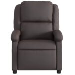 Fauteuil inclinable de massage marron foncé cuir véritable – Image 5