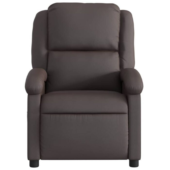Fauteuil inclinable de massage marron foncé cuir véritable – Image 5