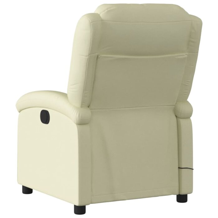 Fauteuil de massage inclinable crème cuir véritable – Image 2