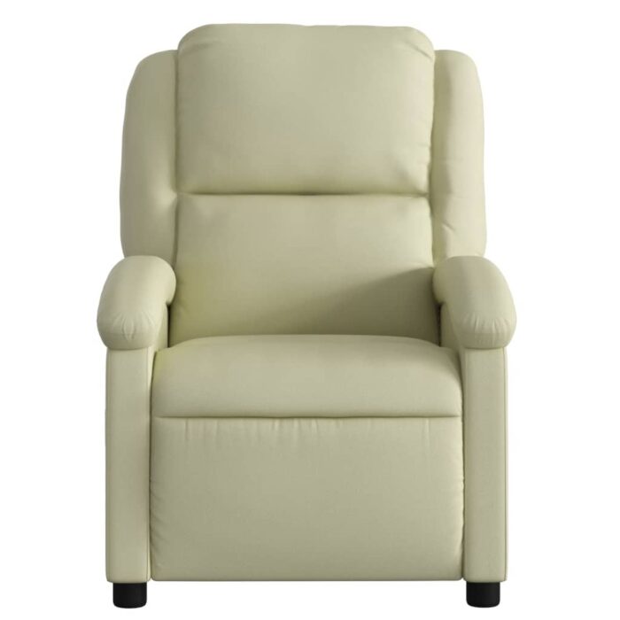 Fauteuil de massage inclinable crème cuir véritable – Image 5