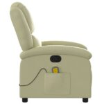 Fauteuil de massage inclinable crème cuir véritable – Image 6