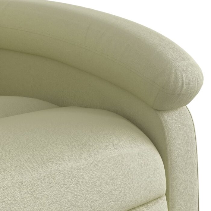 Fauteuil de massage inclinable crème cuir véritable – Image 7