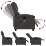 Fauteuil de massage inclinable gris cuir véritable – Image 3