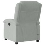 Fauteuil inclinable de massage gris clair velours – Image 2