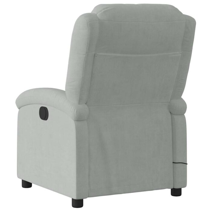 Fauteuil inclinable de massage gris clair velours – Image 2