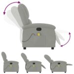 Fauteuil inclinable de massage gris clair velours – Image 3