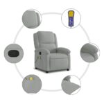 Fauteuil inclinable de massage gris clair velours – Image 4