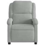 Fauteuil inclinable de massage gris clair velours – Image 5