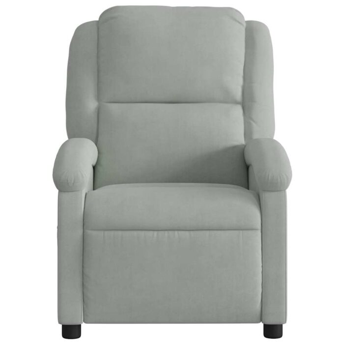 Fauteuil inclinable de massage gris clair velours – Image 5