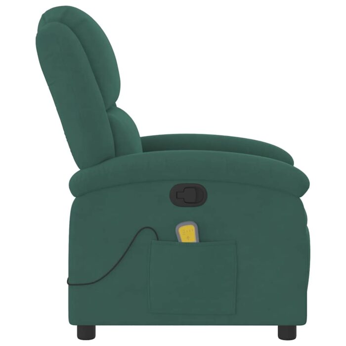 Fauteuil inclinable de massage vert foncé velours – Image 6