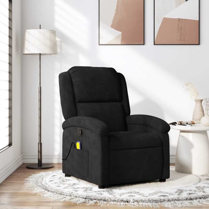Fauteuil de massage inclinable noir velours – Image 1