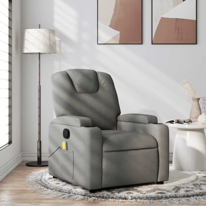 Fauteuil inclinable de massage gris foncé tissu – Image 1
