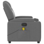 Fauteuil inclinable de massage gris foncé tissu – Image 6