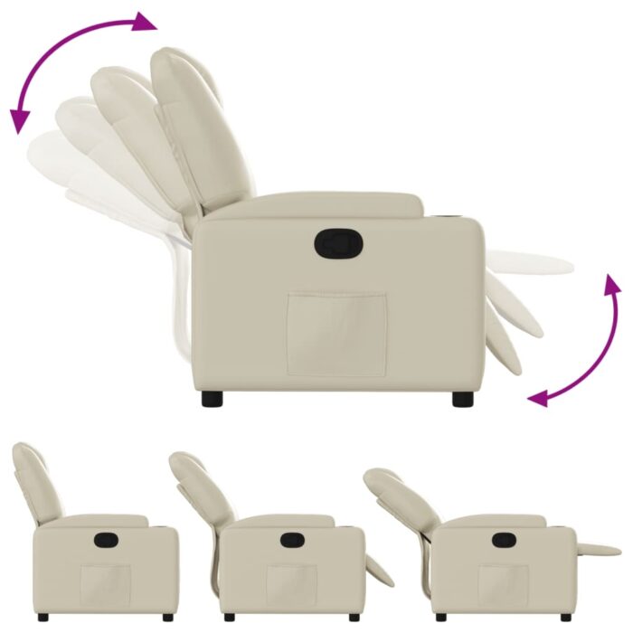 Fauteuil inclinable en similicuir crème – Image 2
