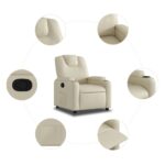 Fauteuil inclinable en similicuir crème – Image 3