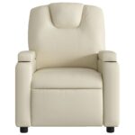 Fauteuil inclinable en similicuir crème – Image 4