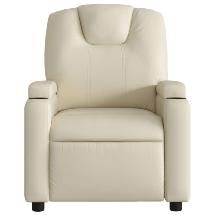 Fauteuil inclinable en similicuir crème – Image 4