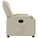 Fauteuil inclinable en similicuir crème – Image 5