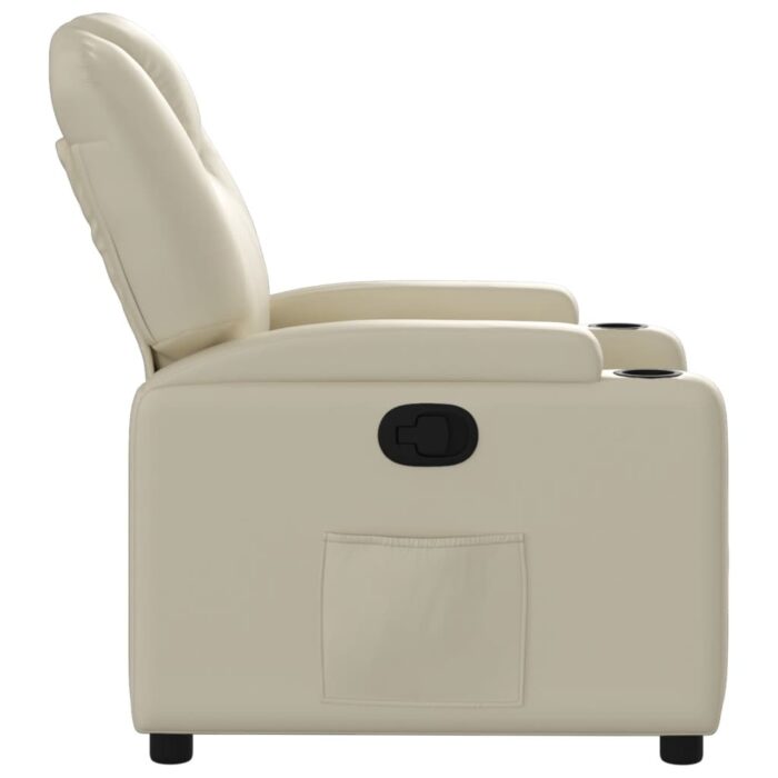Fauteuil inclinable en similicuir crème – Image 5