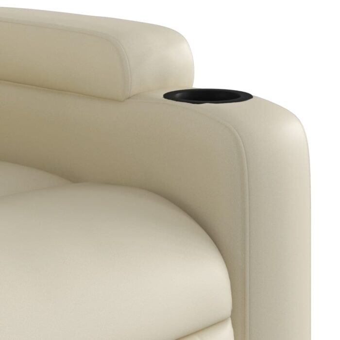 Fauteuil inclinable en similicuir crème – Image 6