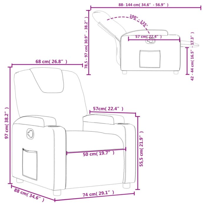 Fauteuil inclinable en similicuir crème – Image 9