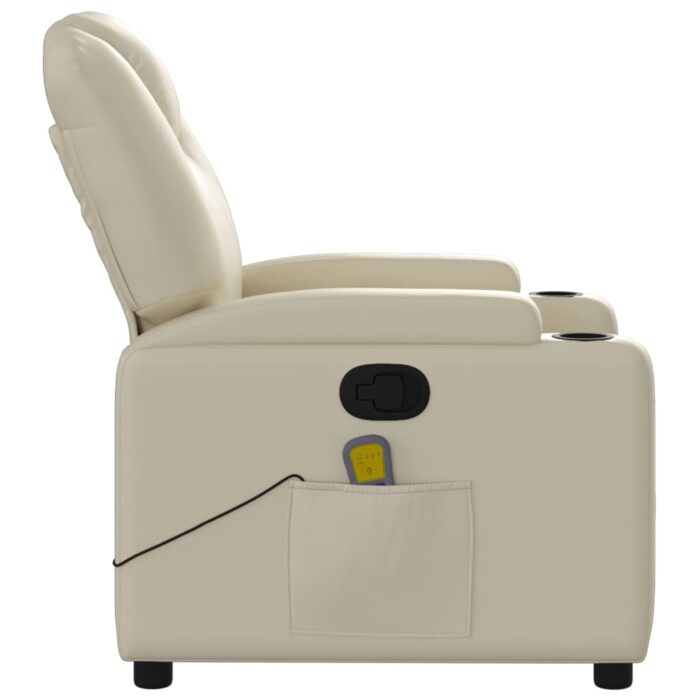 Fauteuil de massage inclinable crème similicuir – Image 6