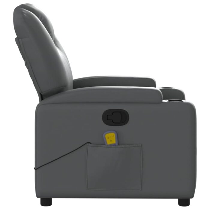 Fauteuil de massage inclinable gris similicuir – Image 6