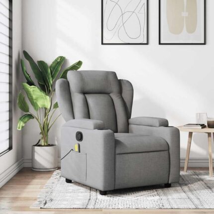 Fauteuil inclinable de massage gris clair tissu
