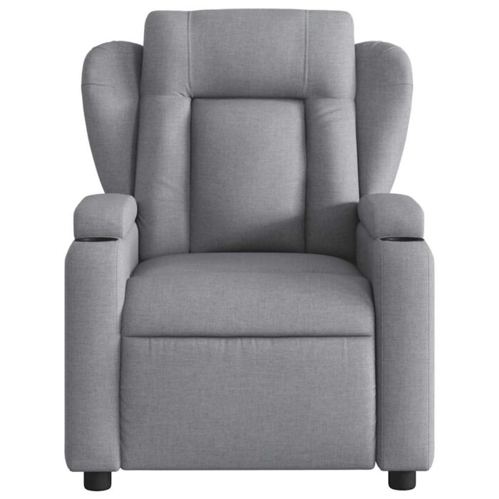 Fauteuil inclinable de massage gris clair tissu – Image 5
