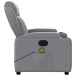 Fauteuil inclinable de massage gris clair tissu – Image 6