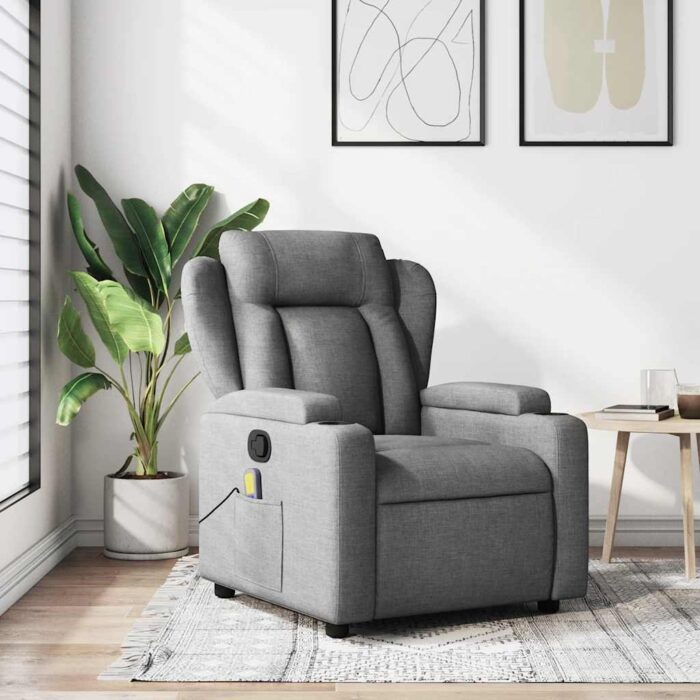 Fauteuil inclinable de massage gris foncé tissu – Image 1