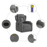 Fauteuil inclinable de massage gris foncé tissu – Image 4