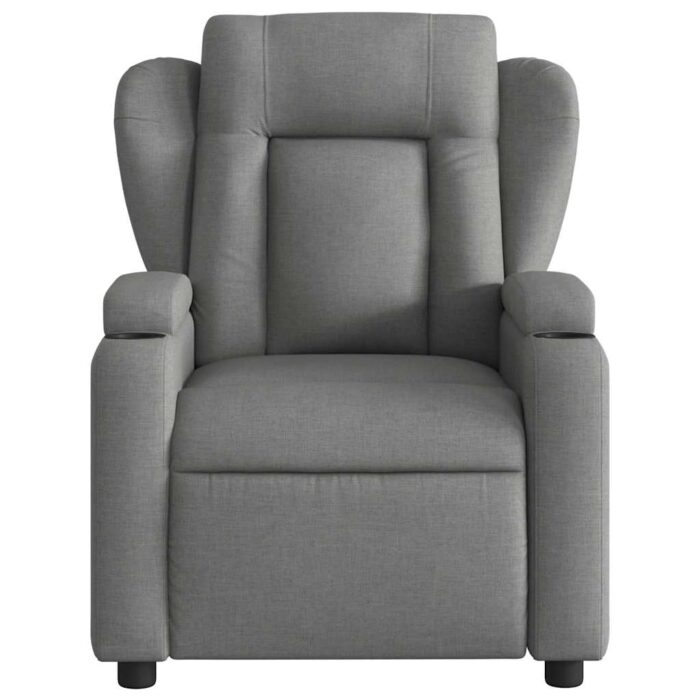 Fauteuil inclinable de massage gris foncé tissu – Image 5