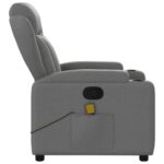 Fauteuil inclinable de massage gris foncé tissu – Image 6
