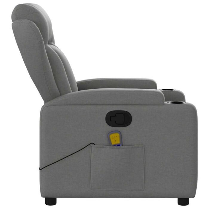 Fauteuil inclinable de massage gris foncé tissu – Image 6