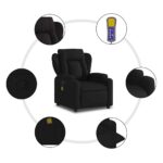 Fauteuil inclinable de massage noir tissu – Image 4
