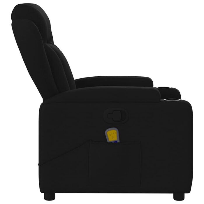 Fauteuil inclinable de massage noir tissu – Image 5