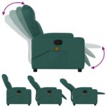Fauteuil inclinable de massage vert foncé tissu – Image 3