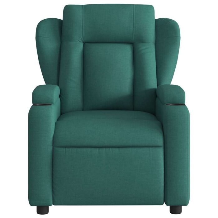 Fauteuil inclinable de massage vert foncé tissu – Image 5