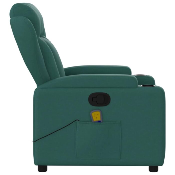 Fauteuil inclinable de massage vert foncé tissu – Image 6