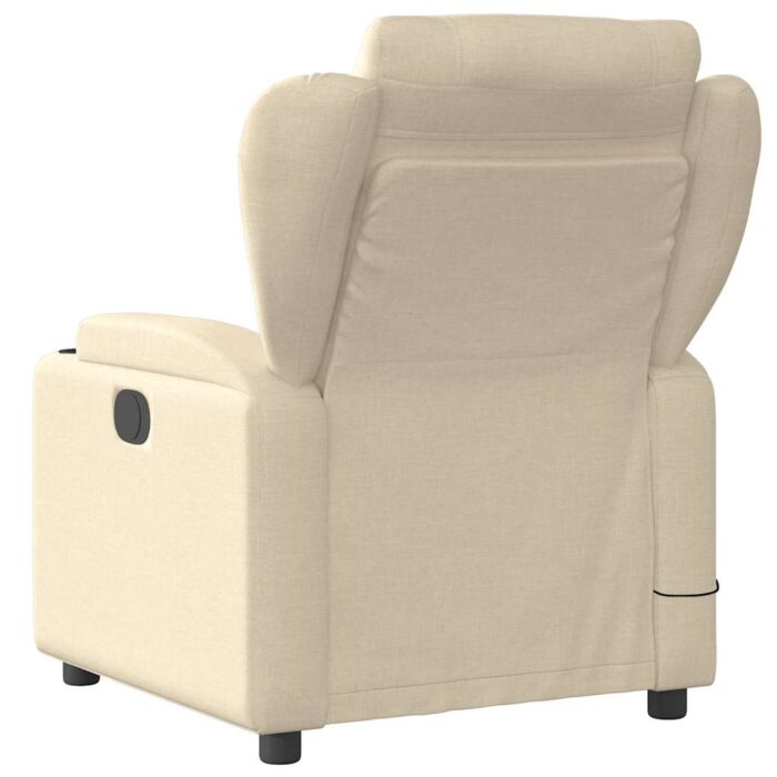Fauteuil inclinable de massage crème tissu – Image 2