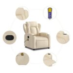 Fauteuil inclinable de massage crème tissu – Image 4