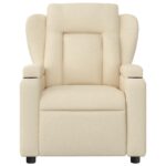 Fauteuil inclinable de massage crème tissu – Image 5