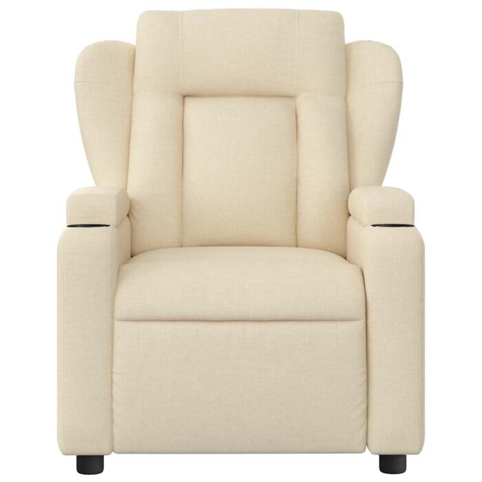 Fauteuil inclinable de massage crème tissu – Image 5