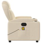 Fauteuil inclinable de massage crème tissu – Image 6