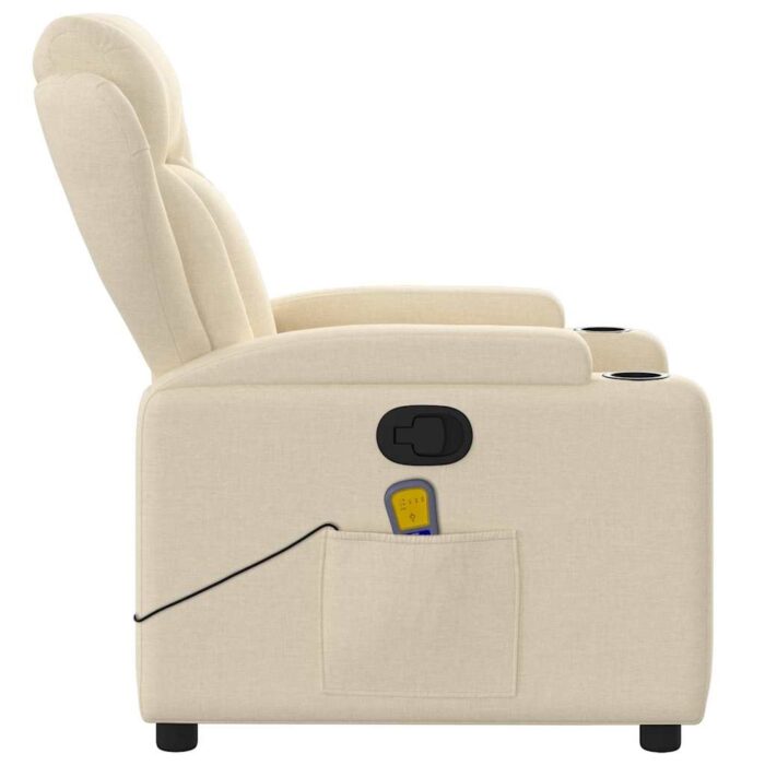 Fauteuil inclinable de massage crème tissu – Image 6