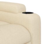 Fauteuil inclinable de massage crème tissu – Image 7