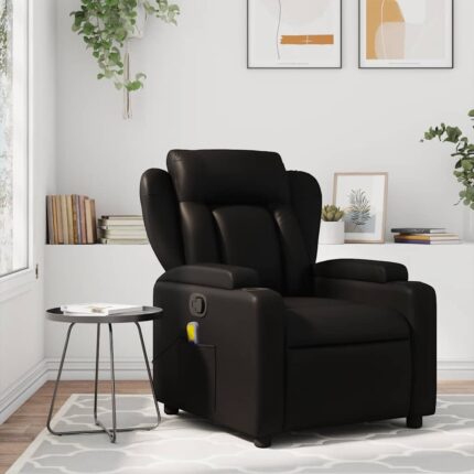 Fauteuil de massage inclinable noir similicuir