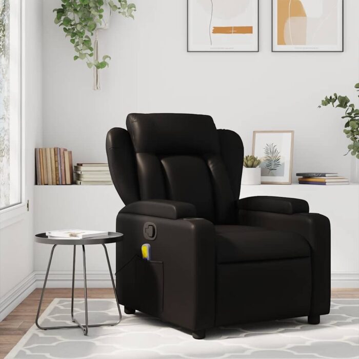 Fauteuil de massage inclinable noir similicuir – Image 1