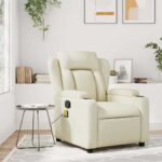 Fauteuil de massage inclinable crème similicuir